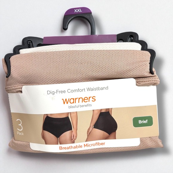 Warners Blissful Benefits XXL Briefs 3-Pack Dig-Free Comfort Waistband - Picture 1 of 3